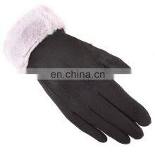 Winter Windproof Warm Fleece Lined Gloves Suede and Down Cloth Touchscreen Riding Motorcycle Gloves thumbnail-5