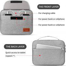 Electronic Accessories Bag Double Layer for Travel Watertight Cord Storage Organizer Bag for IPad, Cables,Kindle, Chargers,Hard Drives, Power Bank and More(Grey),Cable Storage Bag thumbnail-3