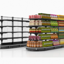 Modern Cold Steel Supermarket Shelf Mesh Back Shelves Furniture thumbnail-3