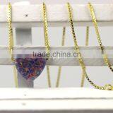 Synthetic Light Purple Heart Opal Stone Pendant18K Golden Plated 925 Sterling Silver Chain Necklace thumbnail-3