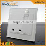 Hotle / Home Usage 3Pin Glass Cover Plate Britian Type G Power Socket Double USB Outlet Uk Plug 230V 13A
