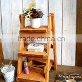 Antique Foldable Wood Display Ladder for Home Deco