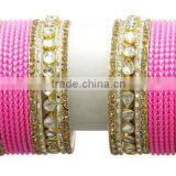 Party Wear Bollywood Bridal Designer Gold Plated Ethnic Bangles Set For Girls & Women thumbnail-6