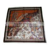 Orange Silk Foulard Square Scarf Paisley Printed thumbnail-1