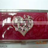 Red Pattern With Rhinestone Heart Business Card Case Acrylic Business Card Case thumbnail-1