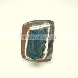 Neon Apatite Raw Natural Gemstones Ring, Rough Gemstone Adjustable Rings, 925 Solid Sterling Silver Jewelry thumbnail-1