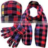 Fur Trim Fleece 3 Piece Hat Scarf & Glove Set thumbnail-3