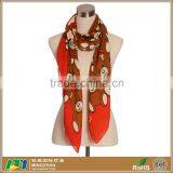 Lovely Orange Teddy Bear Printing 100% Acrylic Jacquard Ladies Scarf