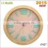 2015 home interior decorator wooden glow wall clock (10W50NA-Y1)