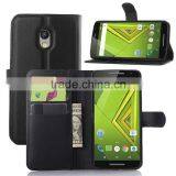 2015 New Arrival Stand Wallet Lychee Leather Phone Case for Motorola Moto X Play thumbnail-1