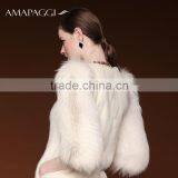 Factory Promote White Fox Sleeve Mink Fur Coat for Women thumbnail-2