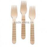 Wholesale YIWU PARTYSUPPLIER 12 Gold Striped Wooden Forks 16cm Pack of 12