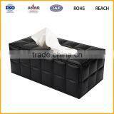 Black Color PU Leather Tissue Paper Box for Houseware, Customzied Tissue Box Holders