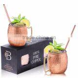Copper MOSCOW MULE MUGS With Straw & Shot Glass Indian MANUFACTURER thumbnail-1