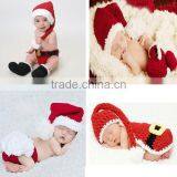 Crochet Christmas Costume Hat&Diaper/Pants Set Newborn Baby Photo Props Toddler Santa Photography Props thumbnail-1