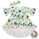 Front Short Back Long Ruffle Hem Half Sleeve Tiger Printed Fabrics Baby Girls Ruffle Tops thumbnail-2