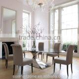 A8087 Reduced Designs Strong Frame Oval Glass Top Dining Table for Family thumbnail-1