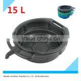 Portable Oil Drain Pan 15 Liter 6" Deep x 15.25" Inch Diameter Black thumbnail-1