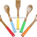 FDA,SGS,LFBG Vremi Bamboo Utensils With Silicon Handle Hook/Chinese Manufacturer
