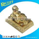 Shiny Gold Metal Alloy Lying Buddha Statue thumbnail-2