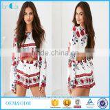 Custom Fashion Floral Print Two Piece Set Women Clothing Sexy Crop Top and Short Suits thumbnail-1