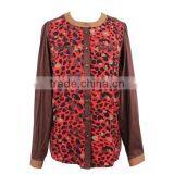 New Arrival Cotton Poplin Long Sleeve Red Leopard Printed Shirts for Ladies thumbnail-2