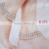 Gold CRYSTAL Payal ANKLETS Pair Feet Bracelet BRIDAL thumbnail-1