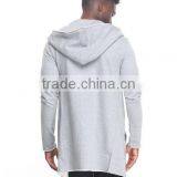 Open Front Long Sleeve Men's Elongated Hoody Coat Attached Hood Made in China Factory thumbnail-4