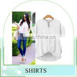 Hot Sales European Plus Size Summer Cool Cotton Solid Color Shirts for Women Blusa thumbnail-1
