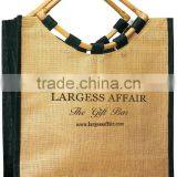 Eco-Friendly Two Toned Jute Shopping Bag - Features Eye Cane Handles and Comes With Your Logo. thumbnail-1