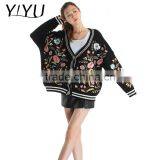 Casual Loose Flower Embroidery Knit School Uniform Cardigans for Students thumbnail-1
