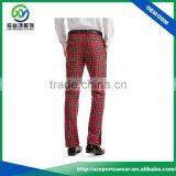 Popular Design High Quality Custom Red Squares Sublimation Printing Breathable Golf Pants for Men thumbnail-2