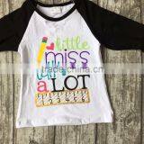 Baby Girls Three Quarter Icing Boutique Raglans White Black Top Shirts Pencil Ruler Crown Children Clothes Back to School Cotton thumbnail-4