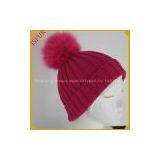 Wholesale Colorful Choice Knitted Beanie Hat With Fox Fur Pom Pom thumbnail-3