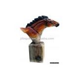 Wood-sculptured Galloping horse Head