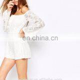 Off the Shoulder Stretch White Floral Lace Bardot Playsuit thumbnail-2