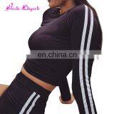 Newest Woman Side Ribbon Slimming Long Sleeve Sweat Yoga Sport Suit thumbnail-2