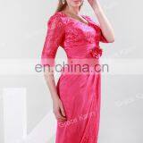 2015 Grace Karin Knee-Length Lace Mother of Bride Dress With Middle Sleeve Women's Black and Red V-Neck CL4363-2# thumbnail-2