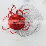 Wholesale Fashion Fascinator Red Mini Hat With Black Veil thumbnail-3