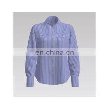 High Quality Hot Sale Blue Stripe COTTON NYLON Poplin Yarn-dyed Fabric for SPRING & SUMMER