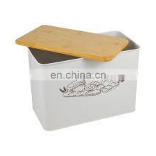 Large Stainless Steel Bread Box With Bamboo Cutting Board Lid For Kitchen Counter thumbnail-2
