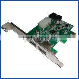 PCIE Extender Card PCI Express to 2port External USB 3.0 With 19/20pin USB 3.0 Header Expansion Adapter Card