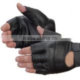 NEW 2015 WEIGHT LIFTING GLOVES GENUINE LEATHER MATERIAL BLACK COLOR
