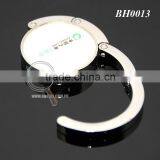 Customized Print Green Velvet Bag Packing Gift Set Round Folding Metal Custom Logo Purse Hanger Hook thumbnail-4