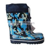 cool kids camo rain boots with collar, cold resistant high quality rubber boots,customized whosale rain shoes