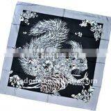 Rabbit Printed Silk Twill Foulard Scarf Grey/Black thumbnail-1