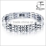 Cool Mens Wide Unique Stainless Steel Silver Biker Custom Made Gothic Chain & Link Bracelet