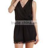 oem women fashion paysuit, overlay neck sleeveless lace women playsuit 2015 SYA15215