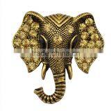 Wholesale European and American Vintage Elephant Rhinestone Bronze Brooch thumbnail-1