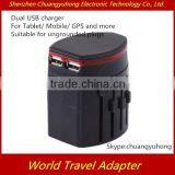 2015 Dual Usb Universal Travel Adapter With USA / Australia / Europe / UK Worldwide Plugs Universal Travel Adapter thumbnail-1